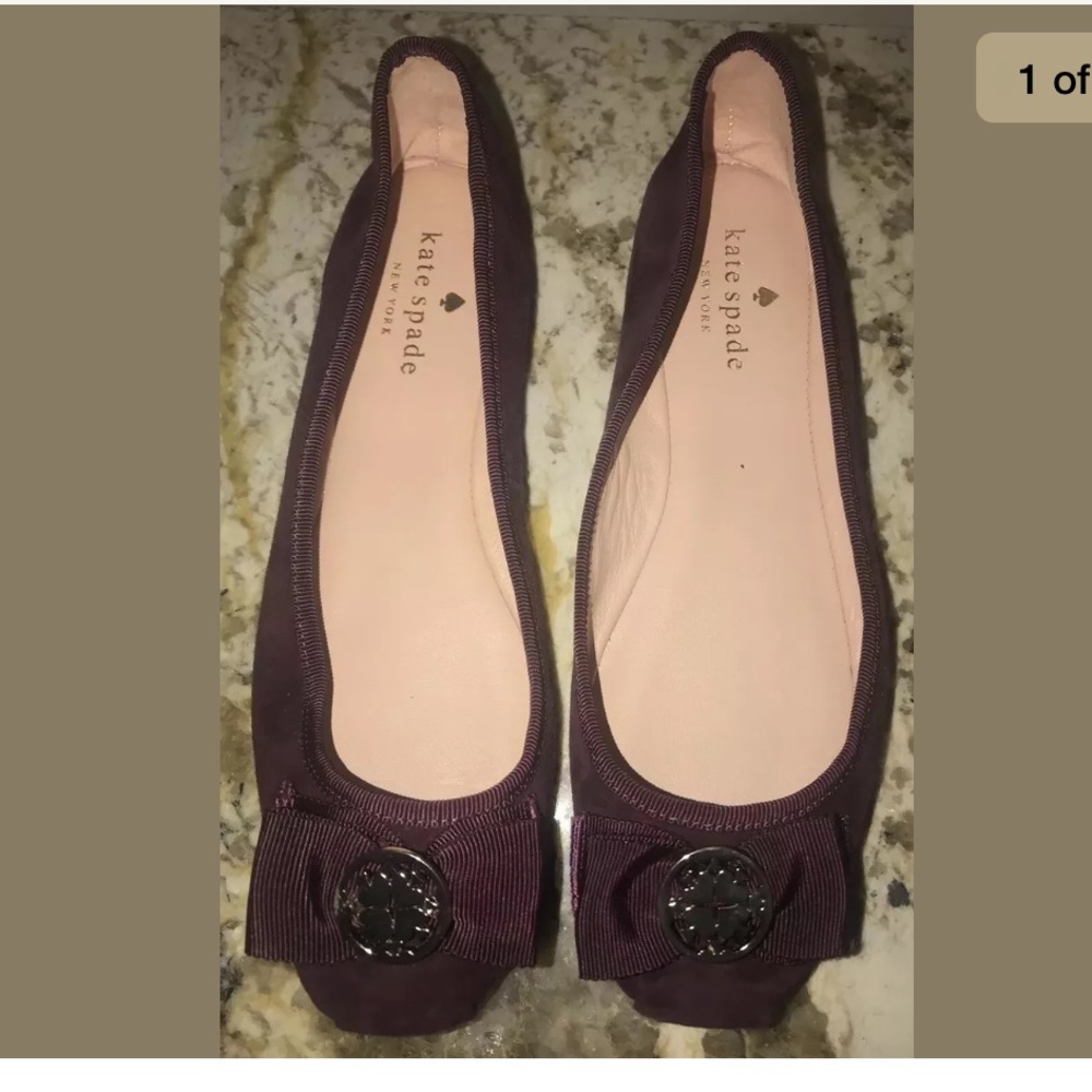 Kate Spade Fontana Burgundy Maroon 7.5m Flats bow
